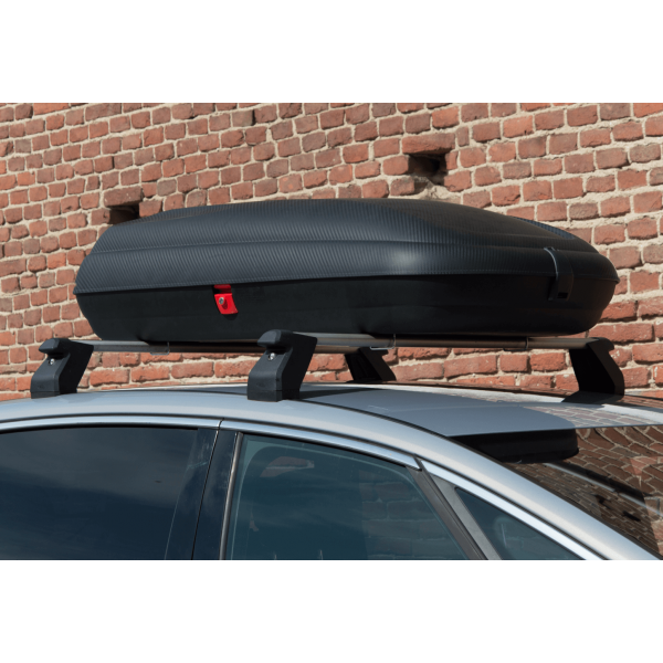 Cutie de transport cu aspect de fibra carbon 320L volum, Neagra, 131x77x34