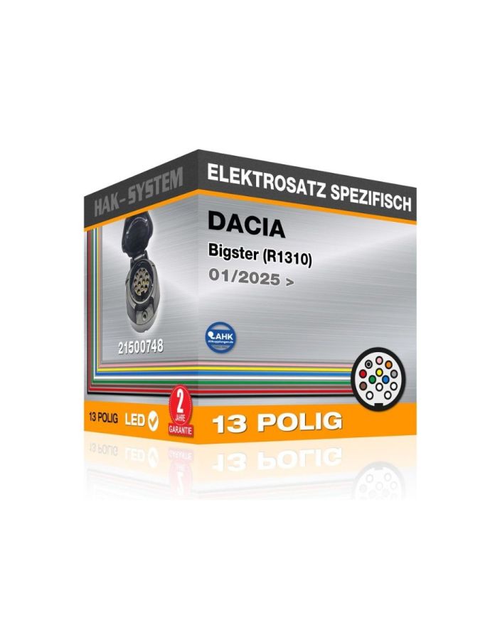 BIGSTER (2025-) - Kit de remorcare Premium (Cârlig de remorcare Dacia Original + bară de remorcare Dacia Original + cablaj Hak Systems cu 13 pini)