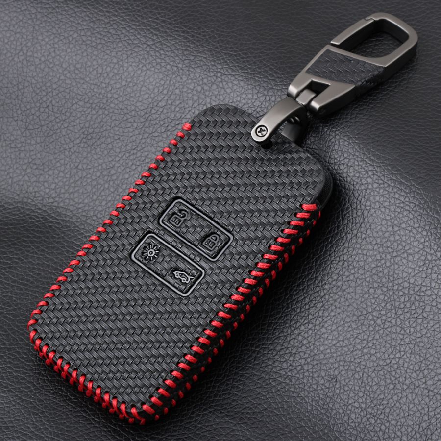 Renault Kadjar/ Koleos/ Megane IV - Husa din piele pentru chei cu aspect de fibra de carbon