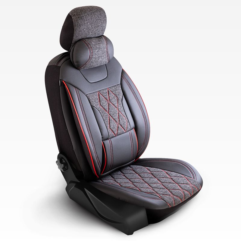 Duster II (2018-2024) - Set Huse scaune Marmaris Gri - Rosu - realizate special pentru Duster