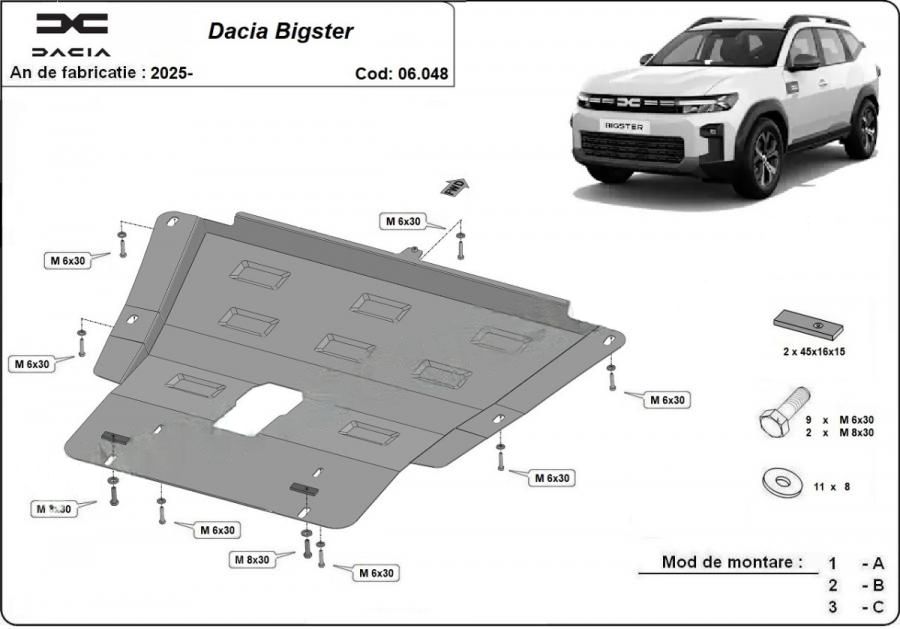Dacia Bigster - Scut metalic pentru motor