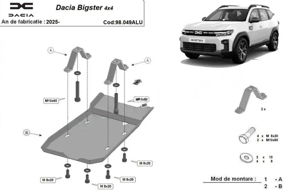 Dacia Bigster - Scut din aluminiu pentru diferential pentru Bigster 4x4