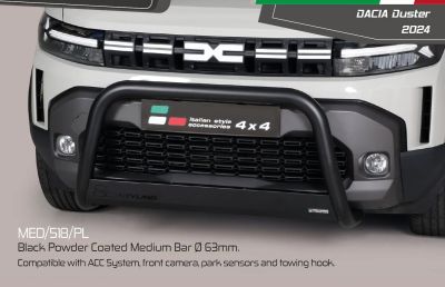 Duster III (2024-2025) - Premium Bullbar black - 63mm - certificat de Omologare UE 