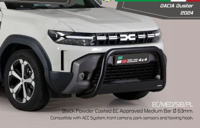 Duster III (2024-2025) - Premium Bullbar black - 63mm - certificat de Omologare UE 