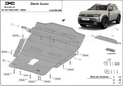 Duster III (2024-prezent) - Scut metalic pentru motor 3 mm "Full Protection" pentru Duster III 4X4