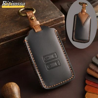 Duster / Sandero III / Jogger - Husa lucrata manual din piele pentru chei - neagra